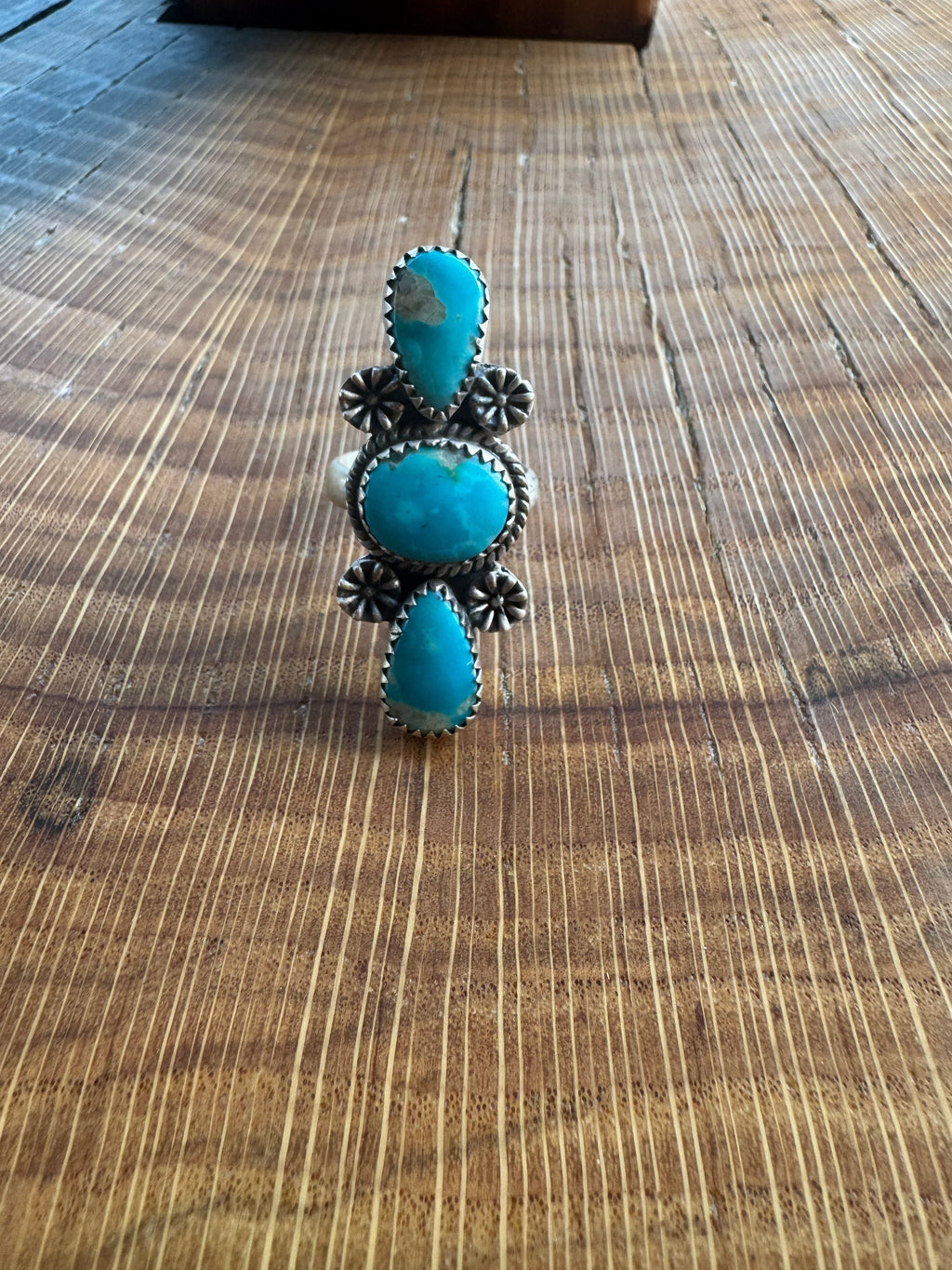 Turquoise Three-Stone Adjustable Ring