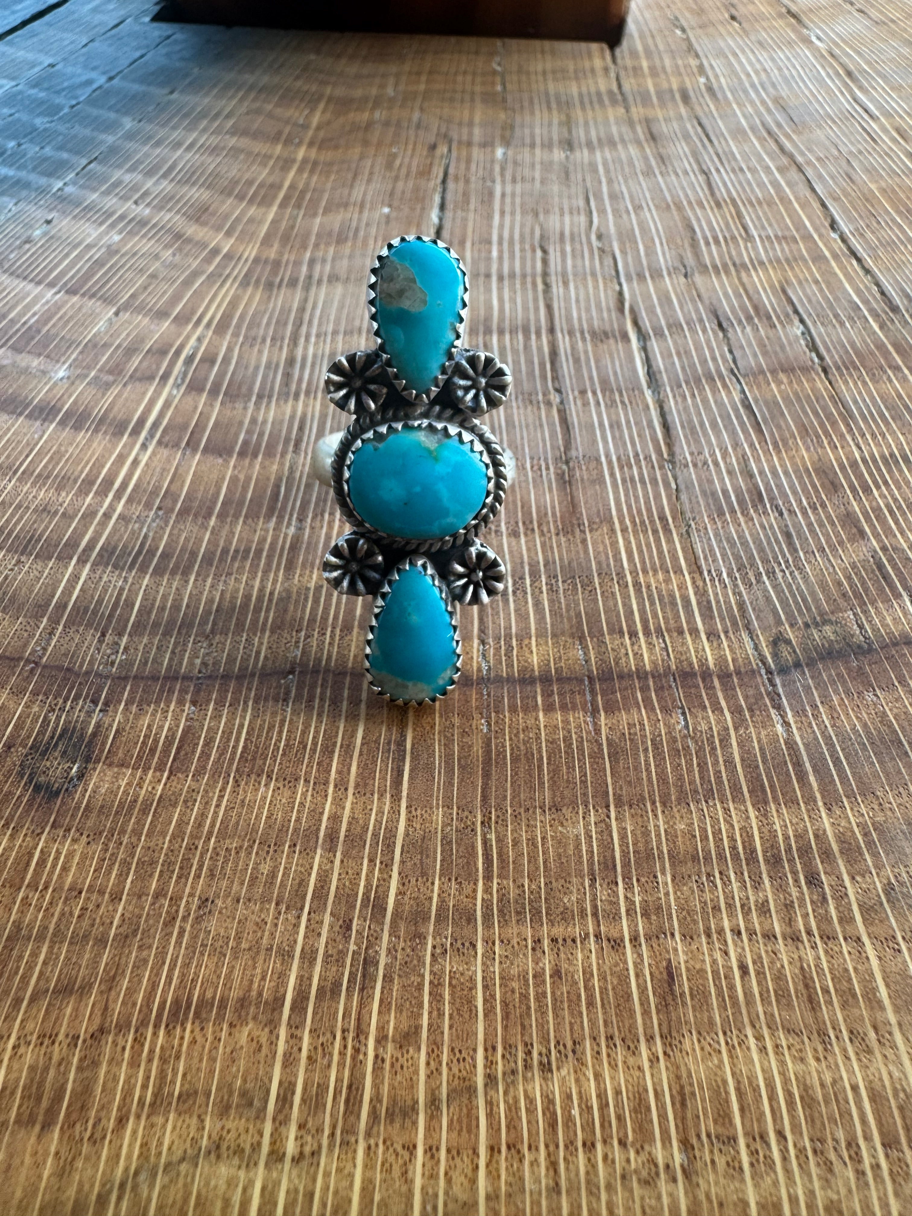 Turquoise Three-Stone Adjustable Ring
