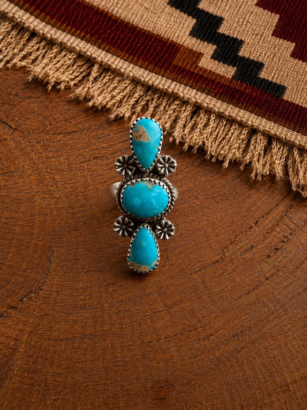 Turquoise Three-Stone Adjustable Ring