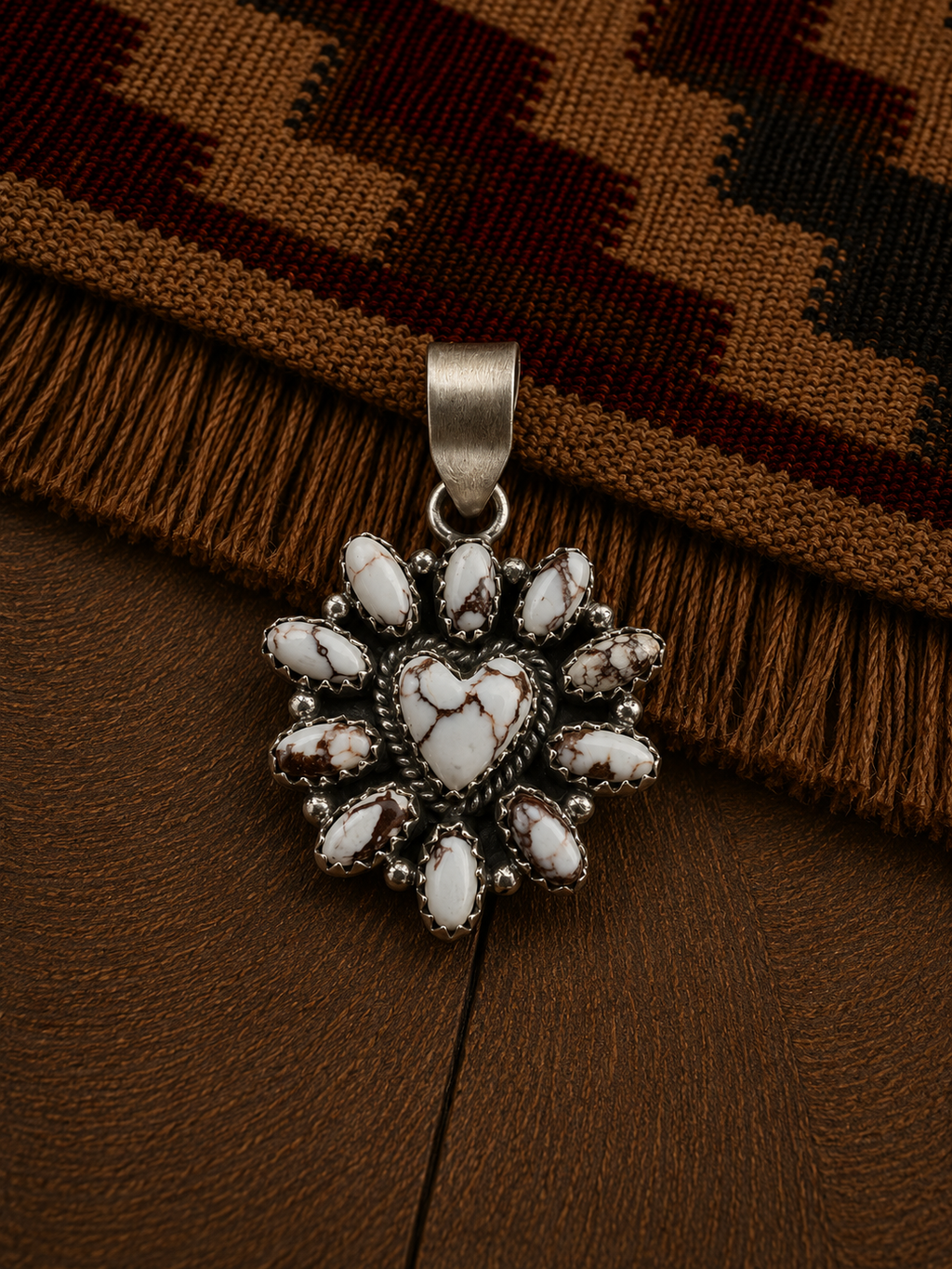 Wild Horse Heart Cluster Sterling Silver Pendant