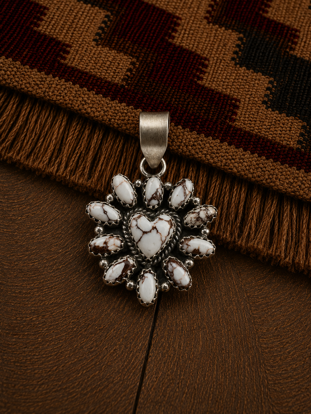 Wild Horse Heart Cluster Sterling Silver Pendant