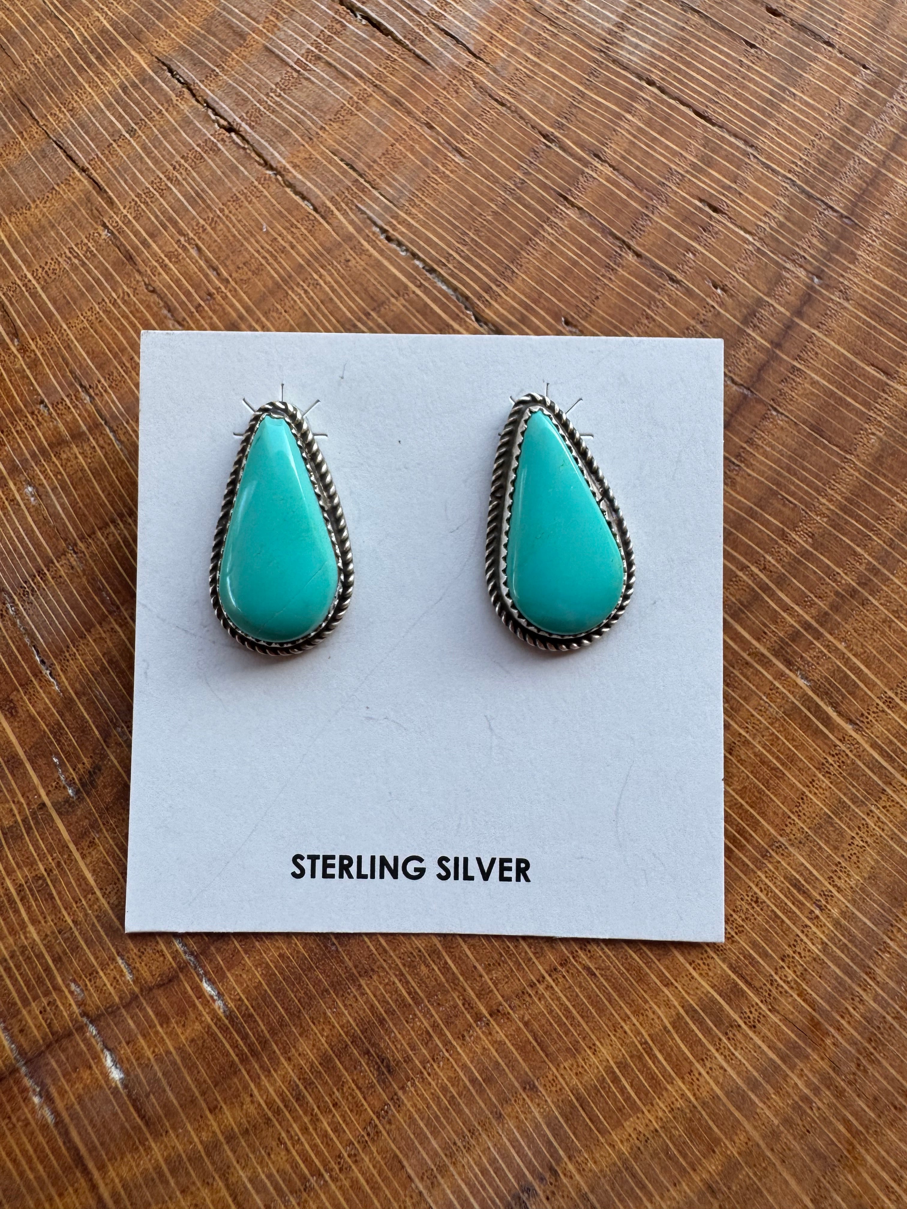Donovan Nez Kingman Turquoise Sterling Silver Earrings