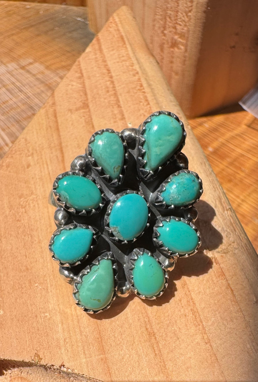 Adjustable Turquoise Cluster Ring