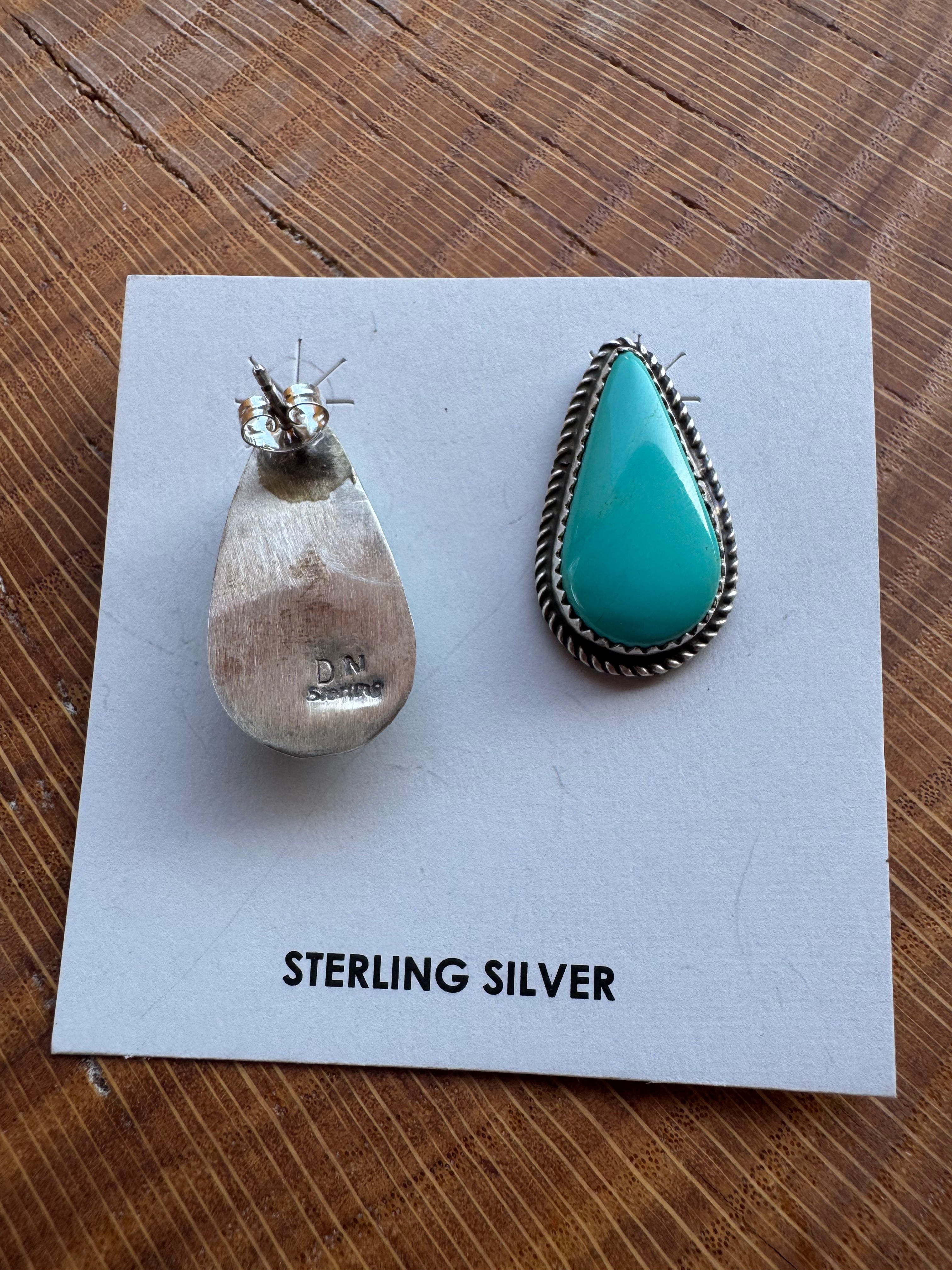 Donovan Nez Kingman Turquoise Sterling Silver Earrings