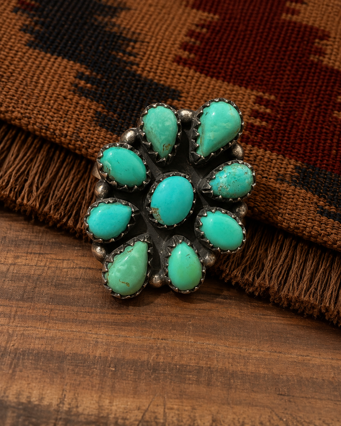 Adjustable Turquoise Cluster Ring