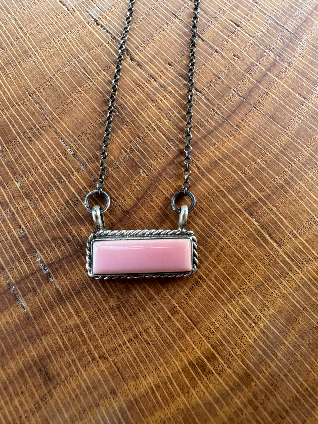 Chassity Belone Pink Conch Bar Necklace