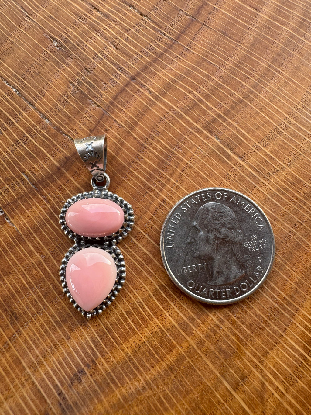 Pink Conch Two-Stone Pendant