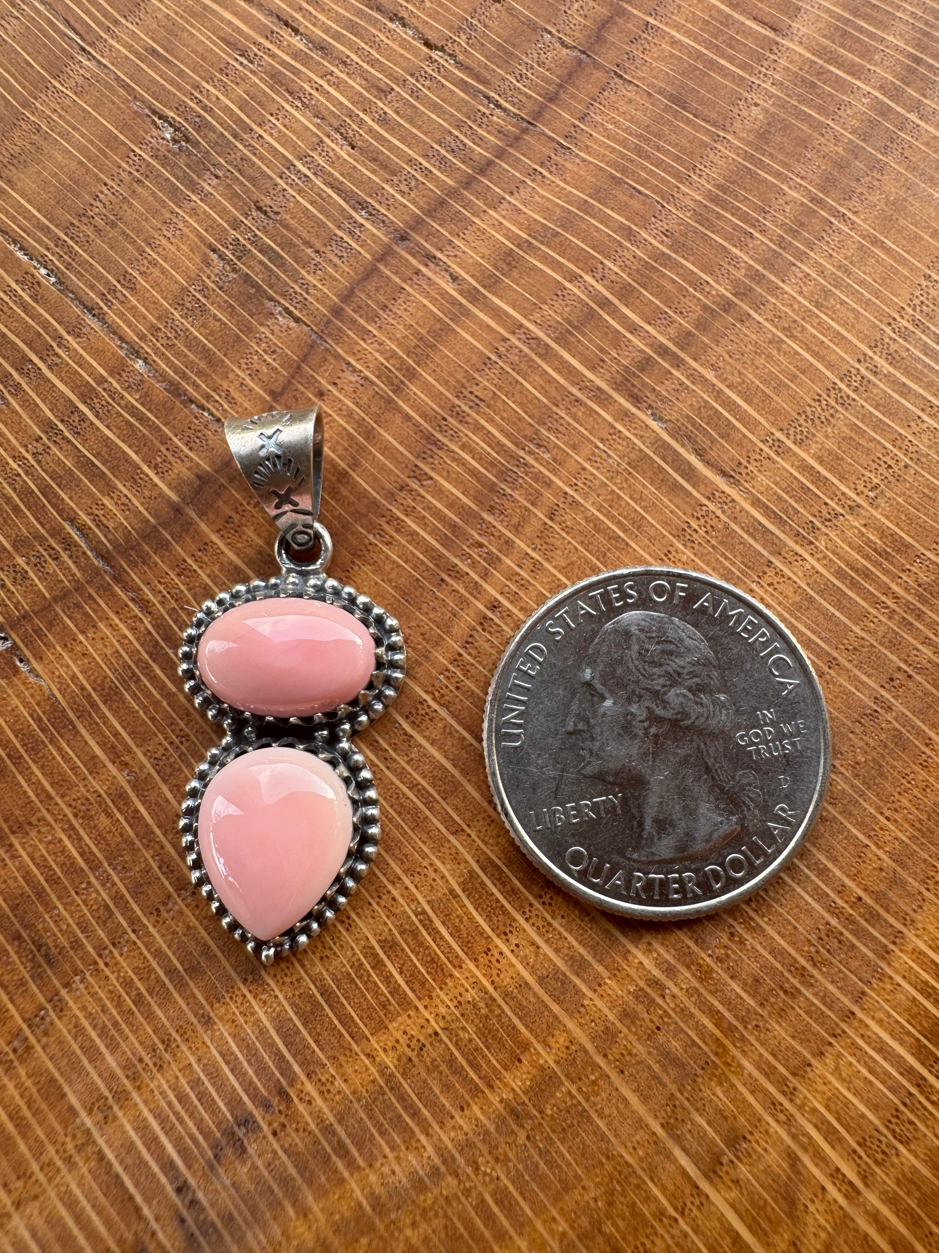 Pink Conch Two-Stone Pendant