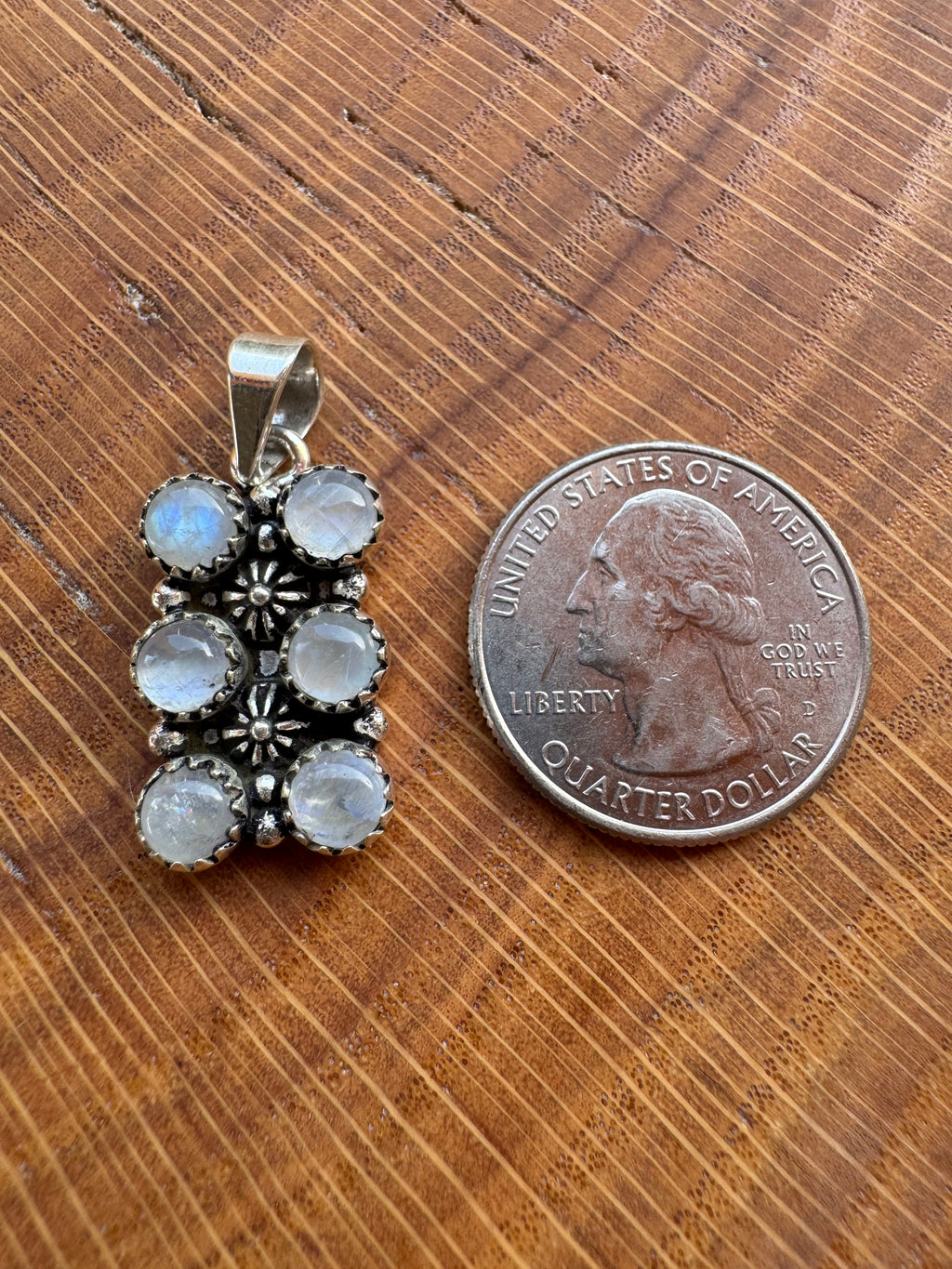6-Stone Moonstone Sterling Silver Pendant