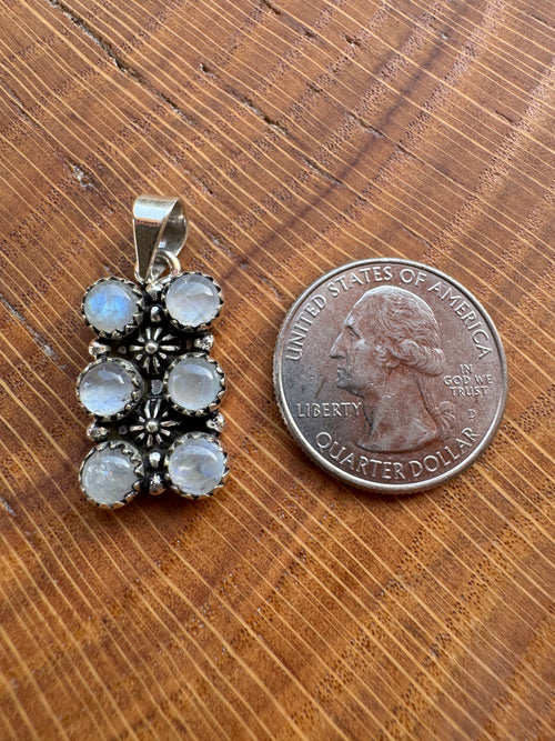 6-Stone Moonstone Sterling Silver Pendant