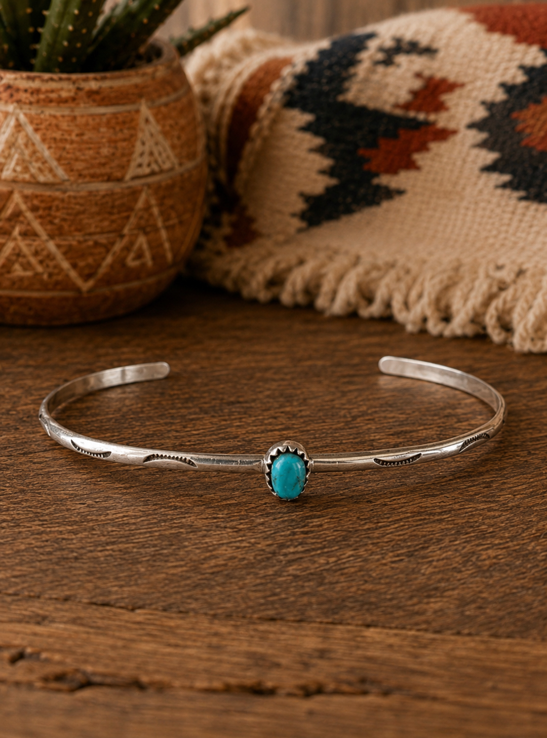 Dainty Turquoise Cuff 6.75"